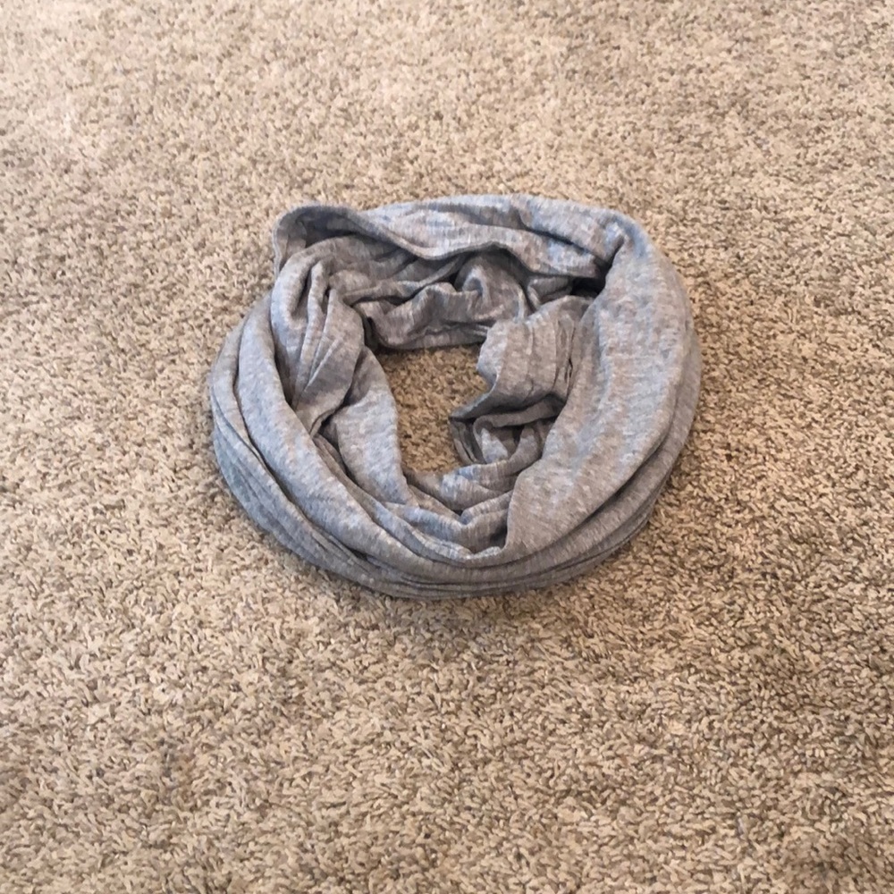 Gray jersey infinity wrap scarf